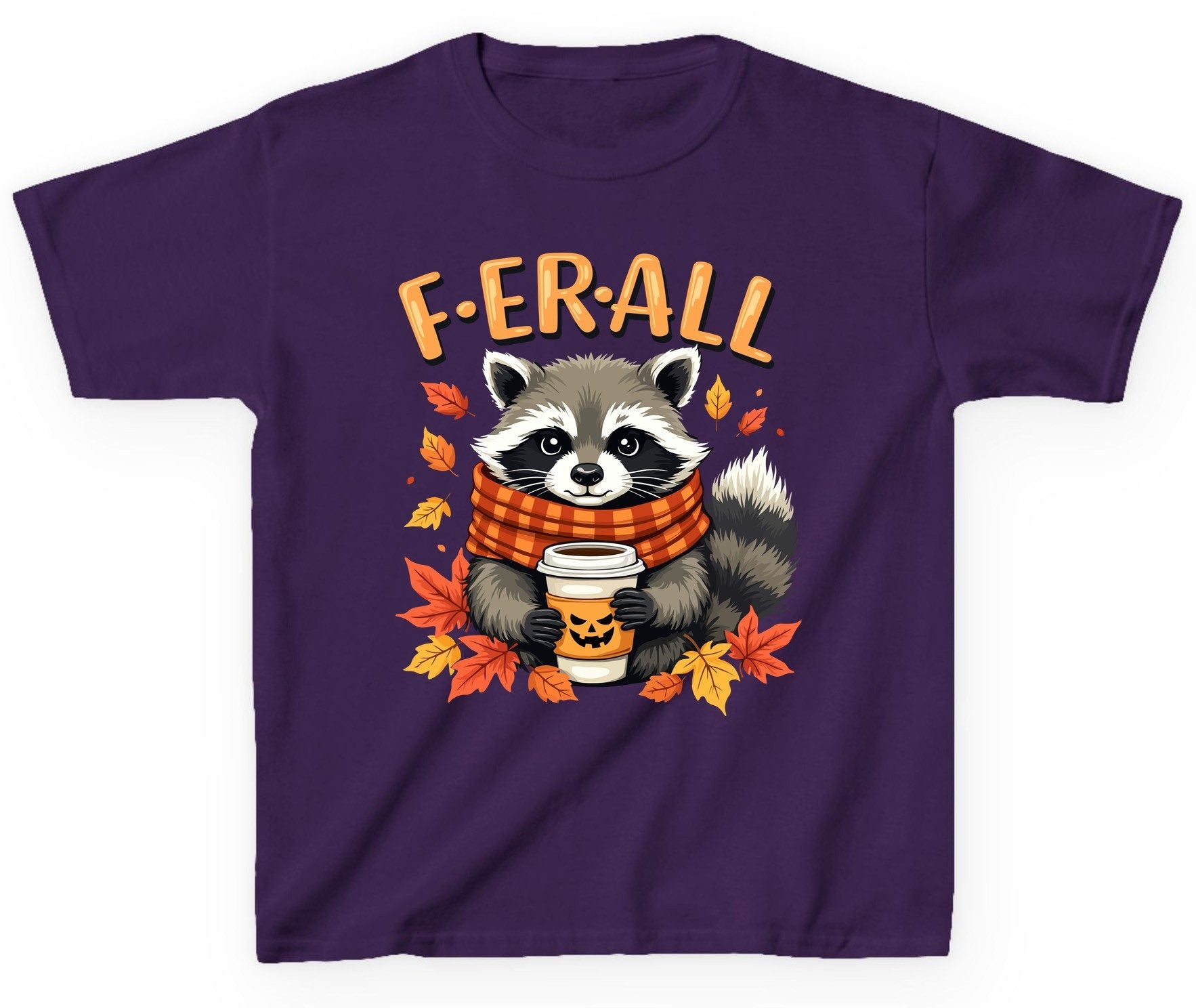 F ER All raccoon Youth T-Shirt Purple product mockup