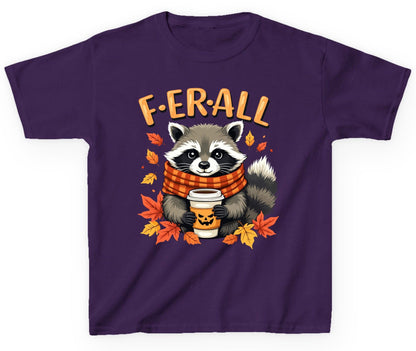 F ER All raccoon Youth T-Shirt Purple product mockup