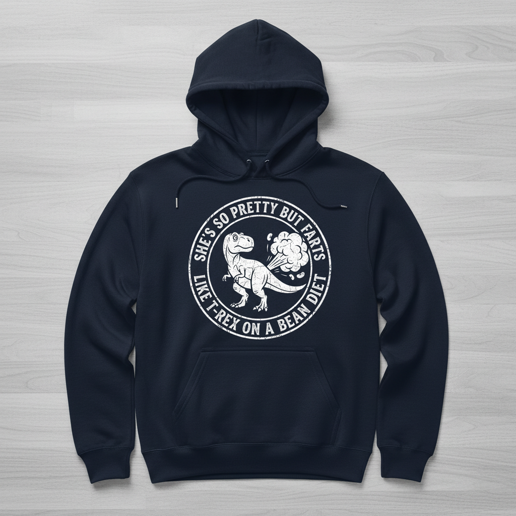 Funny Dinosaur Fart Joke She's So Pretty But Farts Hoodie - Navy