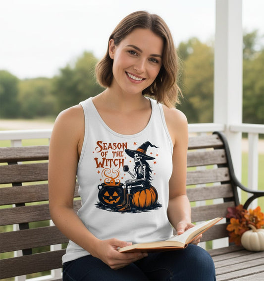 Season of the Witch skeleton witch Tank Top White lifestyle mockup