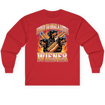 Proud to Have a Little Wiener dachshund Long Sleeve Tee Red product mockup