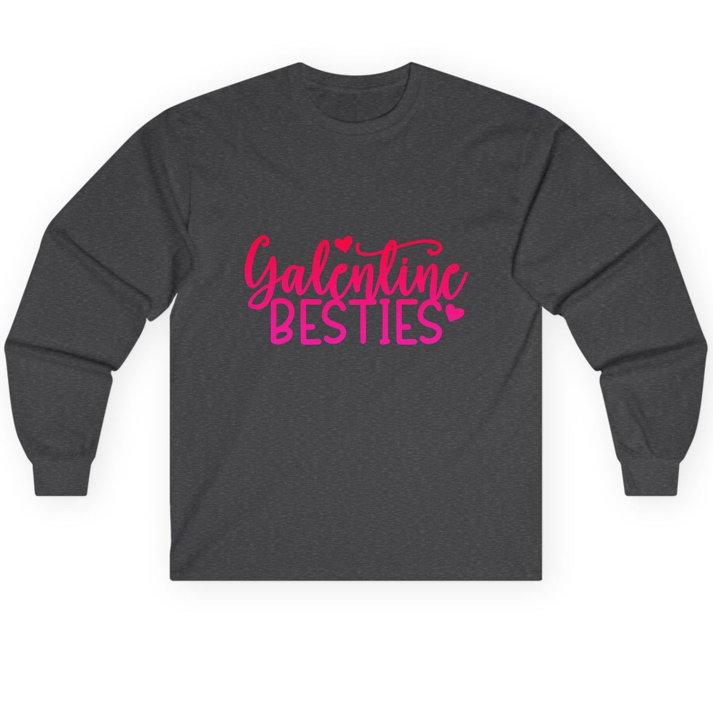 Galentine Besties galentine's day Long Sleeve Tee Dark Heather product mockup