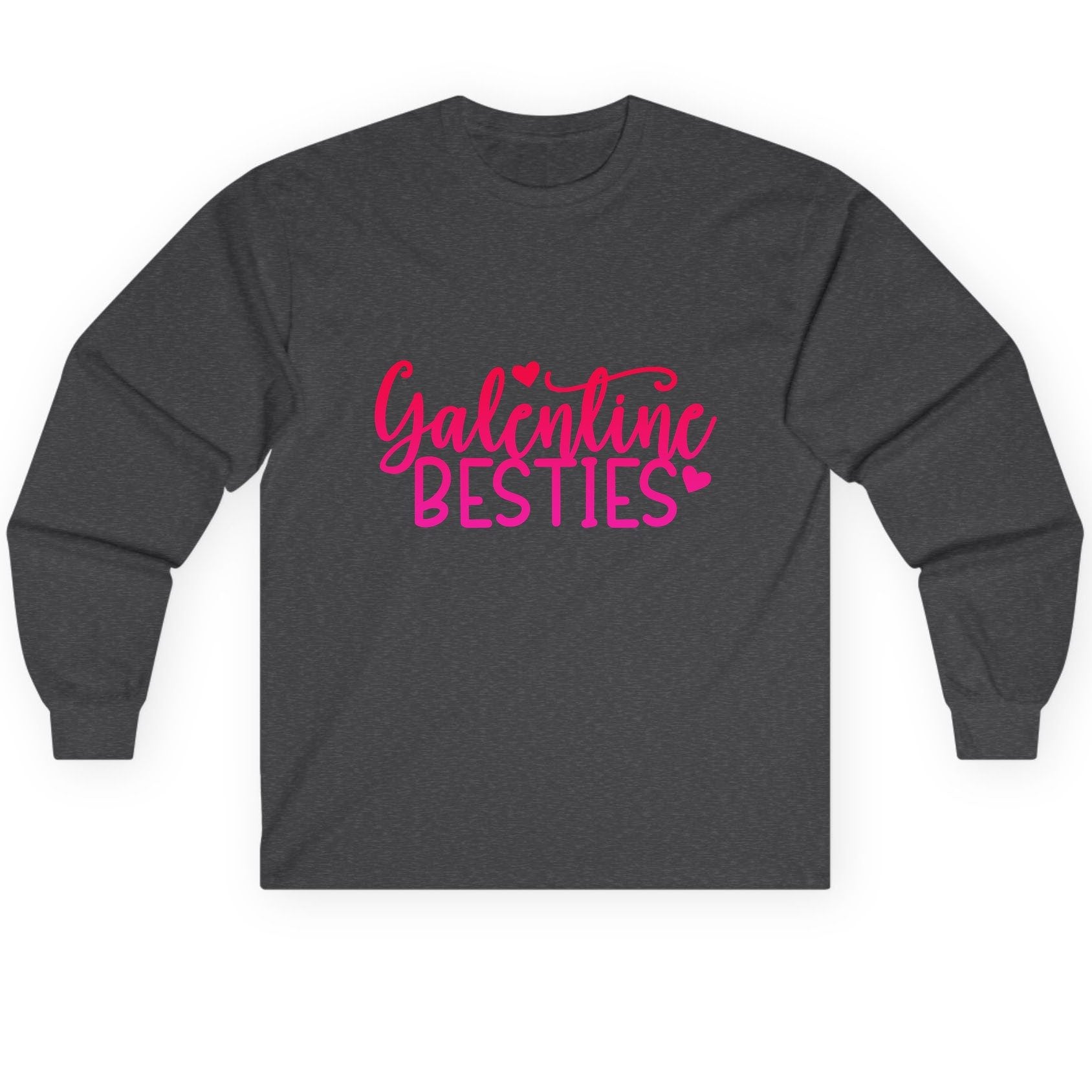 Galentine Besties galentine's day Long Sleeve Tee Dark Heather product mockup