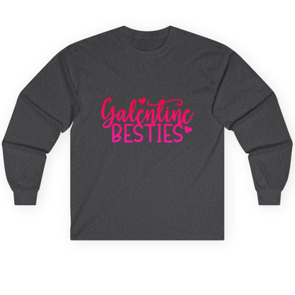 Galentine Besties galentine's day Long Sleeve Tee Dark Heather product mockup