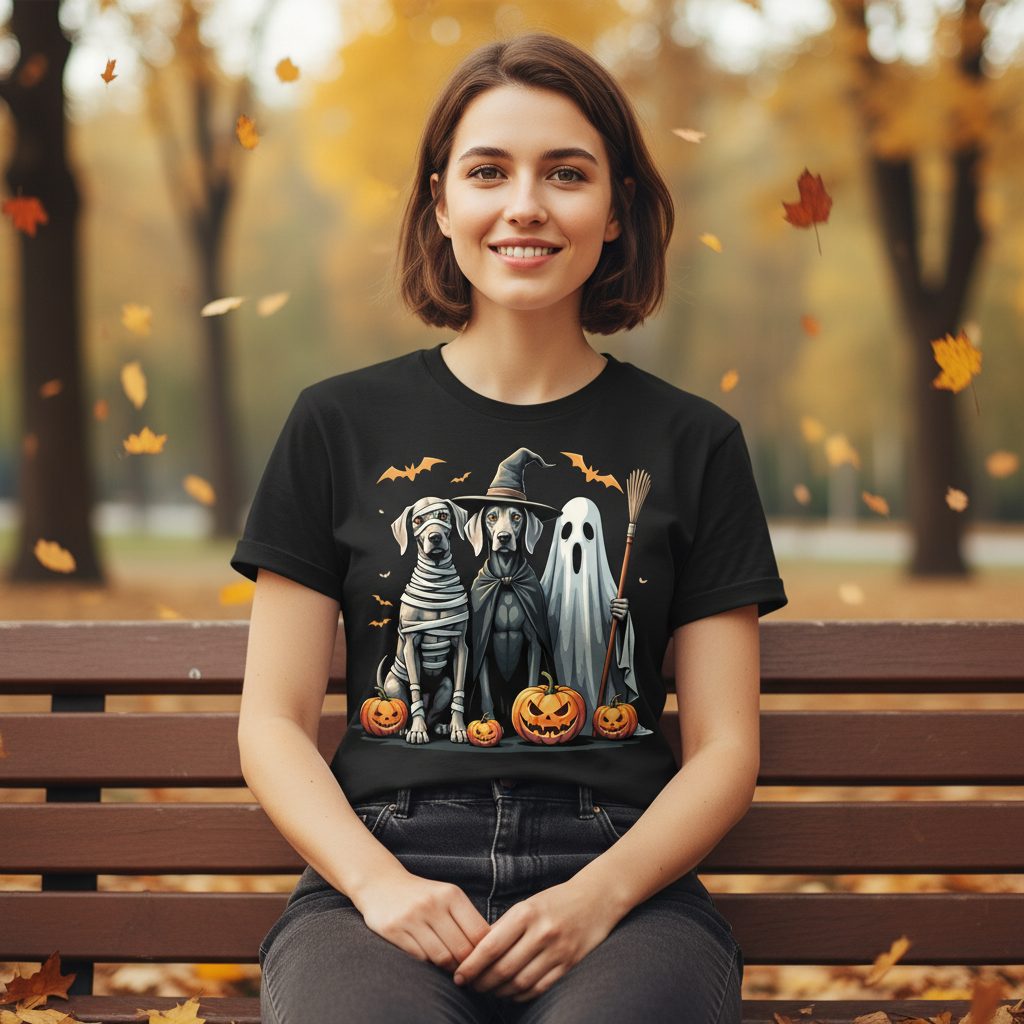 Halloween Weimaraner Dogs Halloween weimaraner dogs T-Shirt Black lifestyle mockup