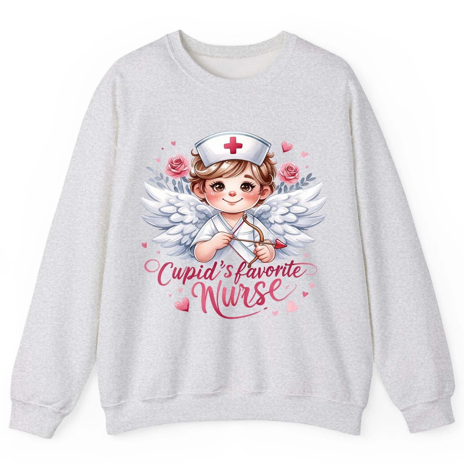 Cupid's Favorite Nurse cupid nurse Sweatshirt Ash product mockup