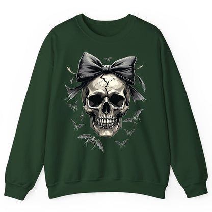 Gothic Skull with Bow gothic skull Sweatshirt Forest Green product mockup