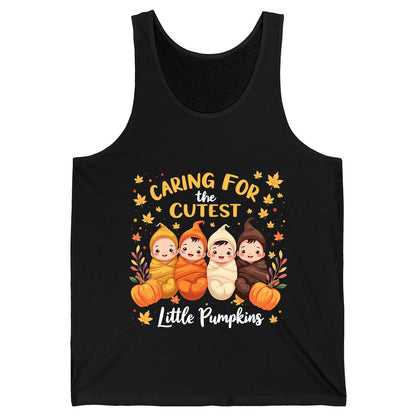 Caring for the Cutest Little Pumpkins swaddled babies Tank Top Black product mockup