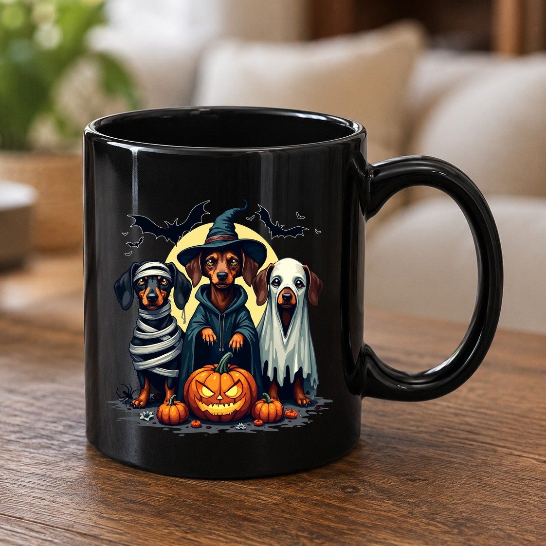 Dachshund Halloween Costumes dachshunds Black Mug Black product mockup