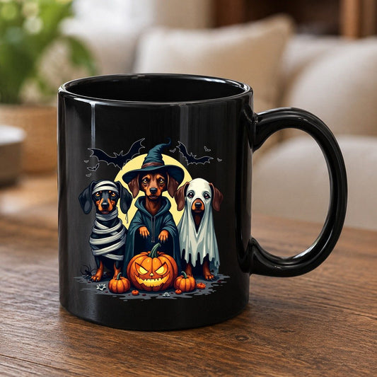 Dachshund Halloween Costumes dachshunds Black Mug Black product mockup