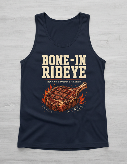 Bone-In Ribeye Steak Illustration Tank Top - Navy