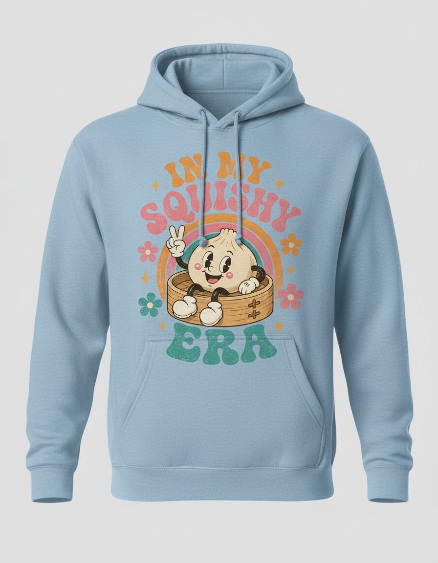 In My Squishy Era Funny Dumpling Hoodie - product mockup - Light Blue