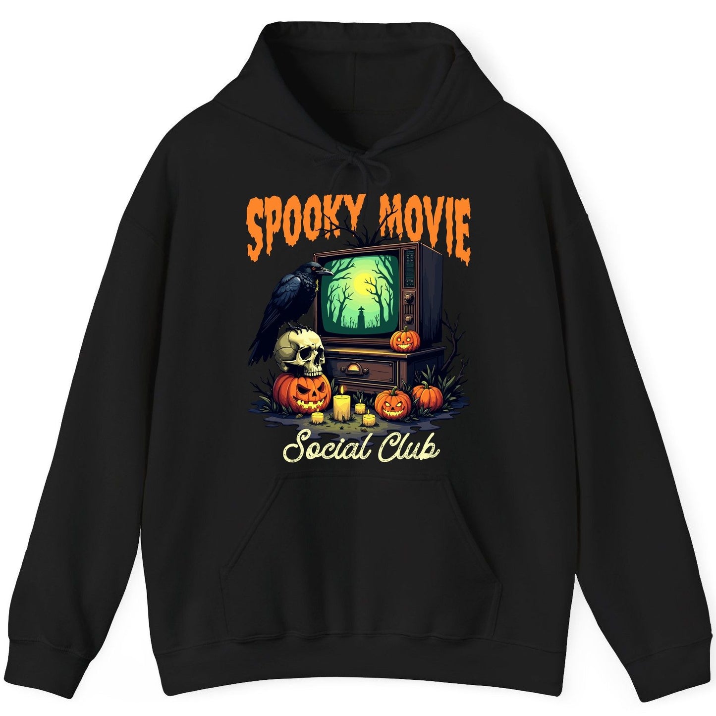 Spooky Movie Social Club Halloween Hoodie Black product mockup