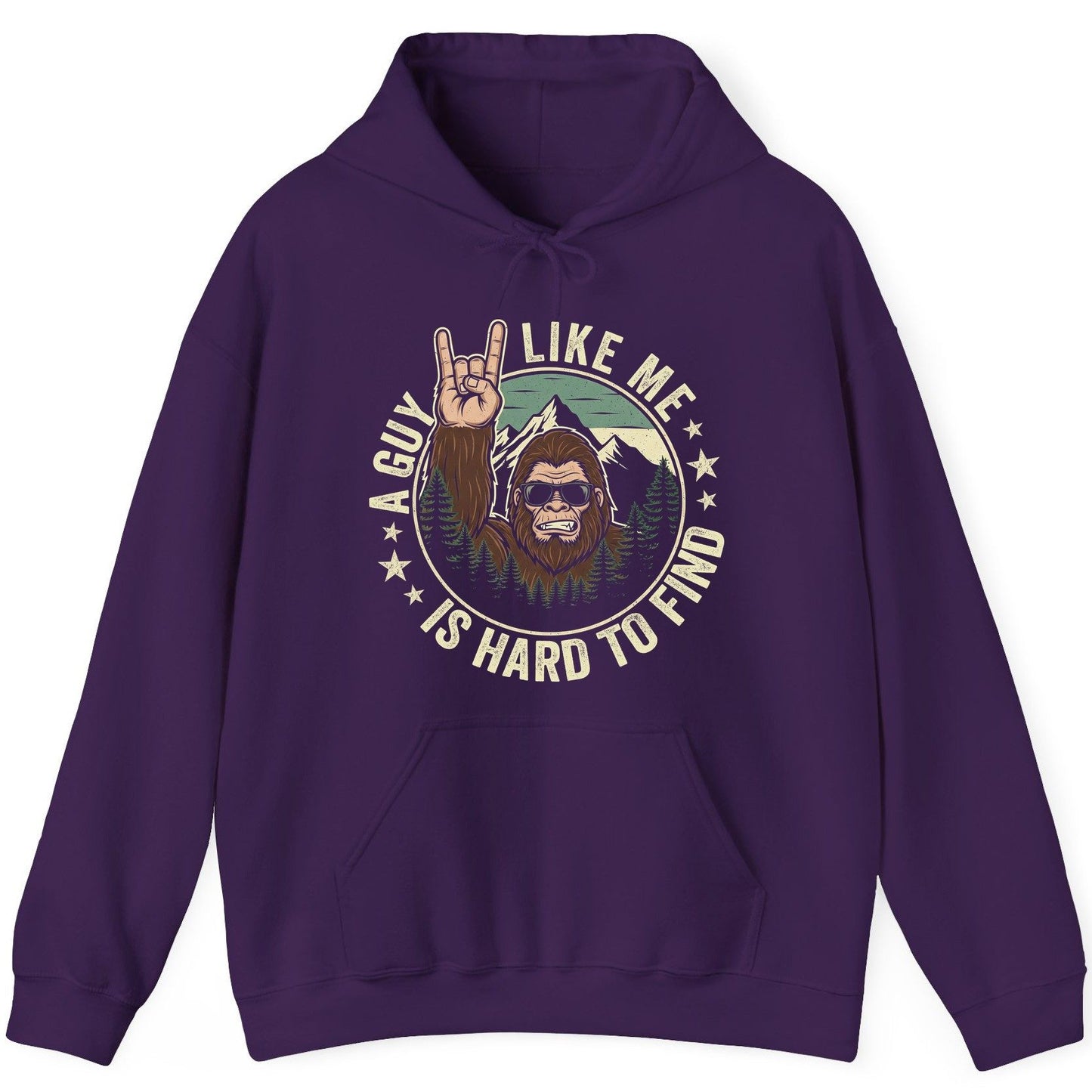 A Guy Like Me Is Hard to Find bigfoot Hoodie Purple product mockup
