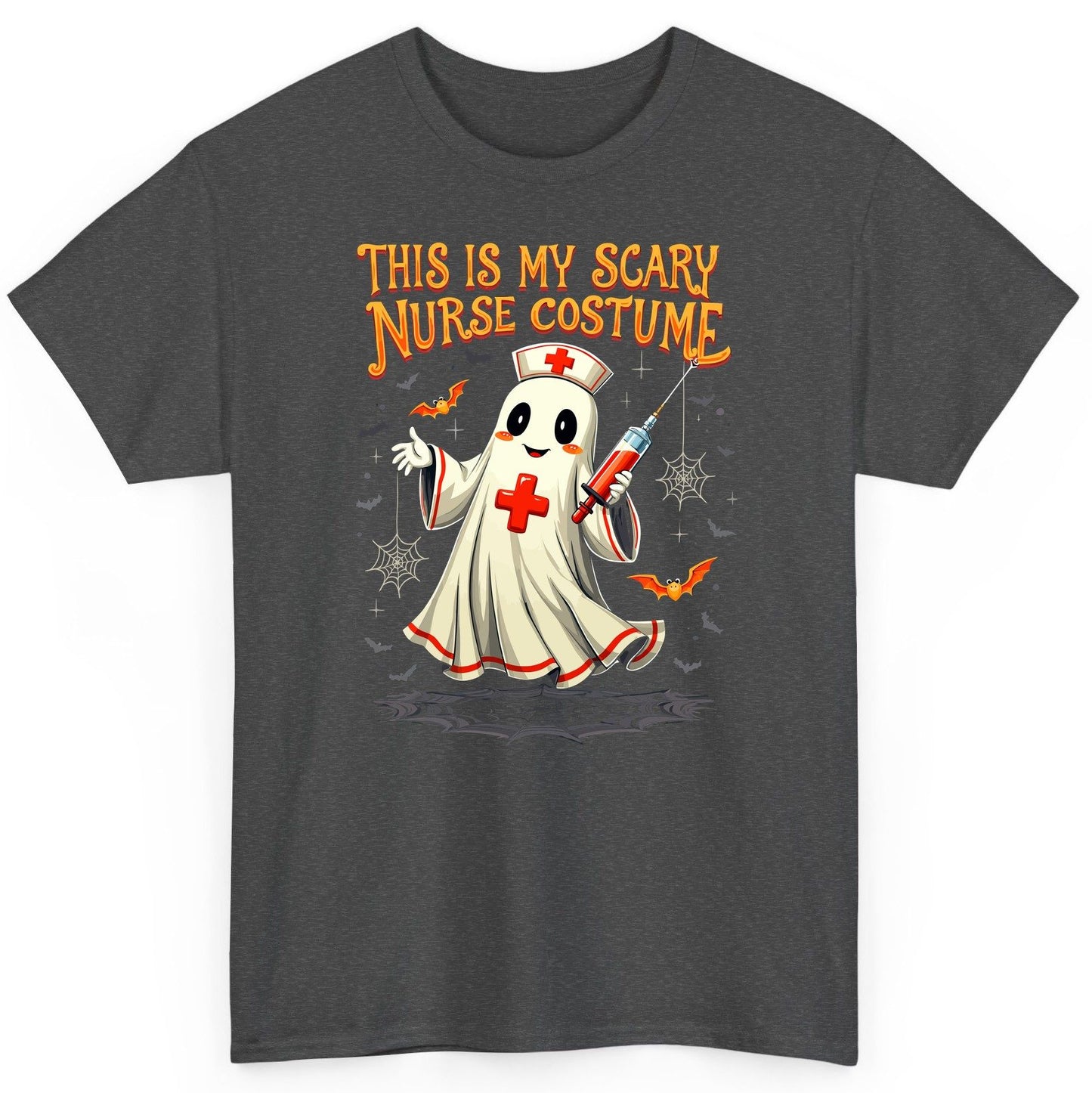 This Is My Scary Nurse Costume Halloween ghost nurse T-Shirt Dark Heather product mockup