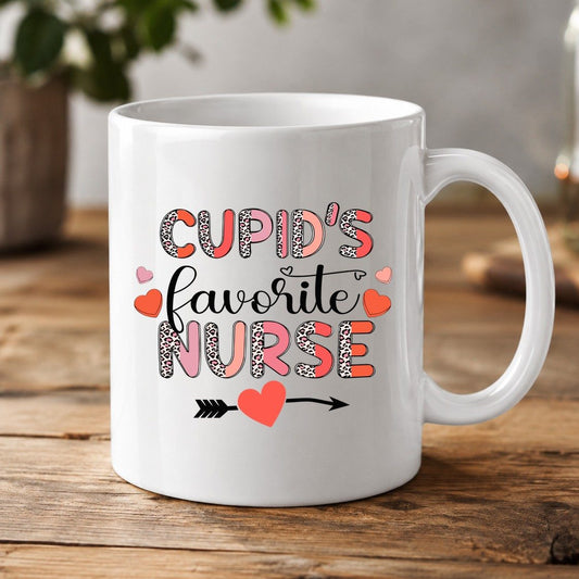 Cupid's Favorite Nurse nurse White Mug White product mockup