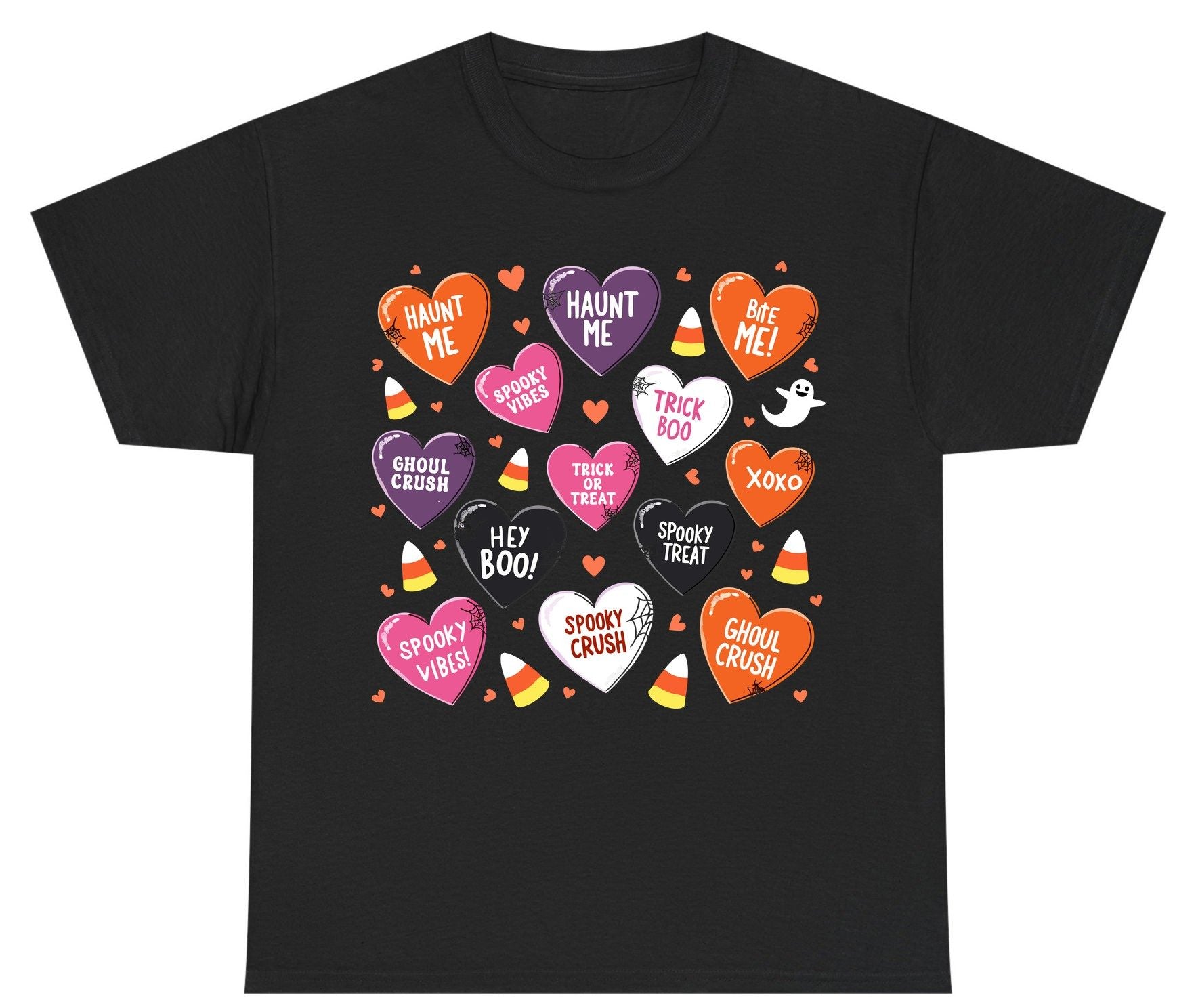 Spooky Halloween Conversation Hearts Halloween conversation hearts Youth T-Shirt Black product mockup