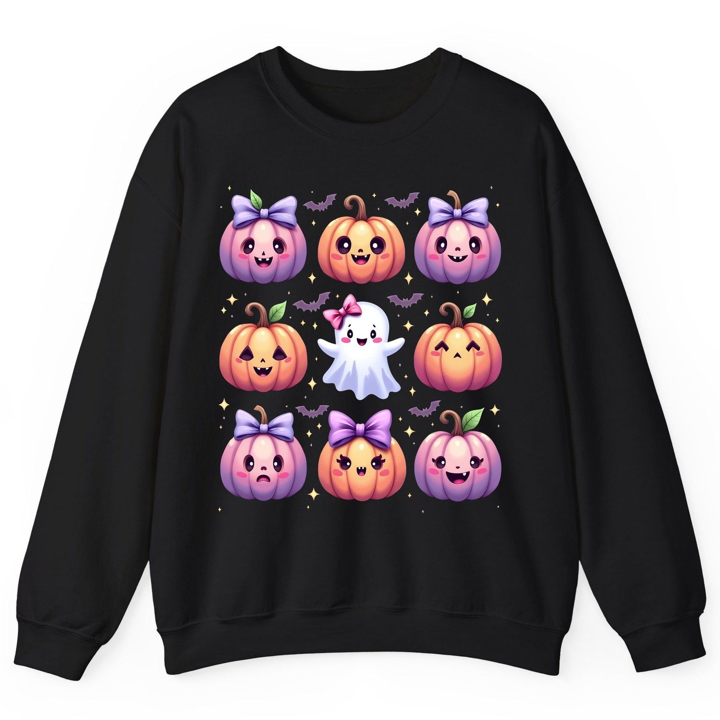 Kawaii Halloween Pumpkins kawaii Halloween Sweatshirt Black product mockup