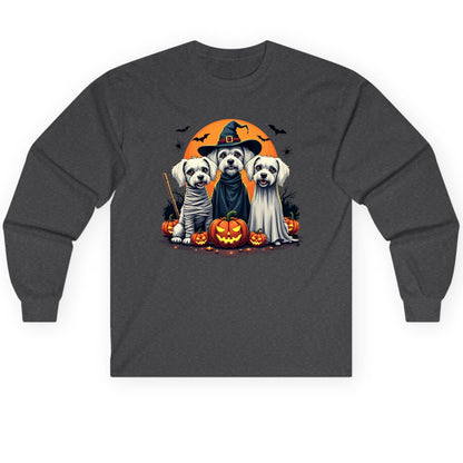 Halloween Dogs Costumes Halloween dogs Long Sleeve Tee Dark Heather product mockup