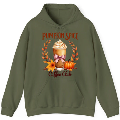 Pumpkin Spice Coffee Club pumpkin spice latte Hoodie Military Green product mockup