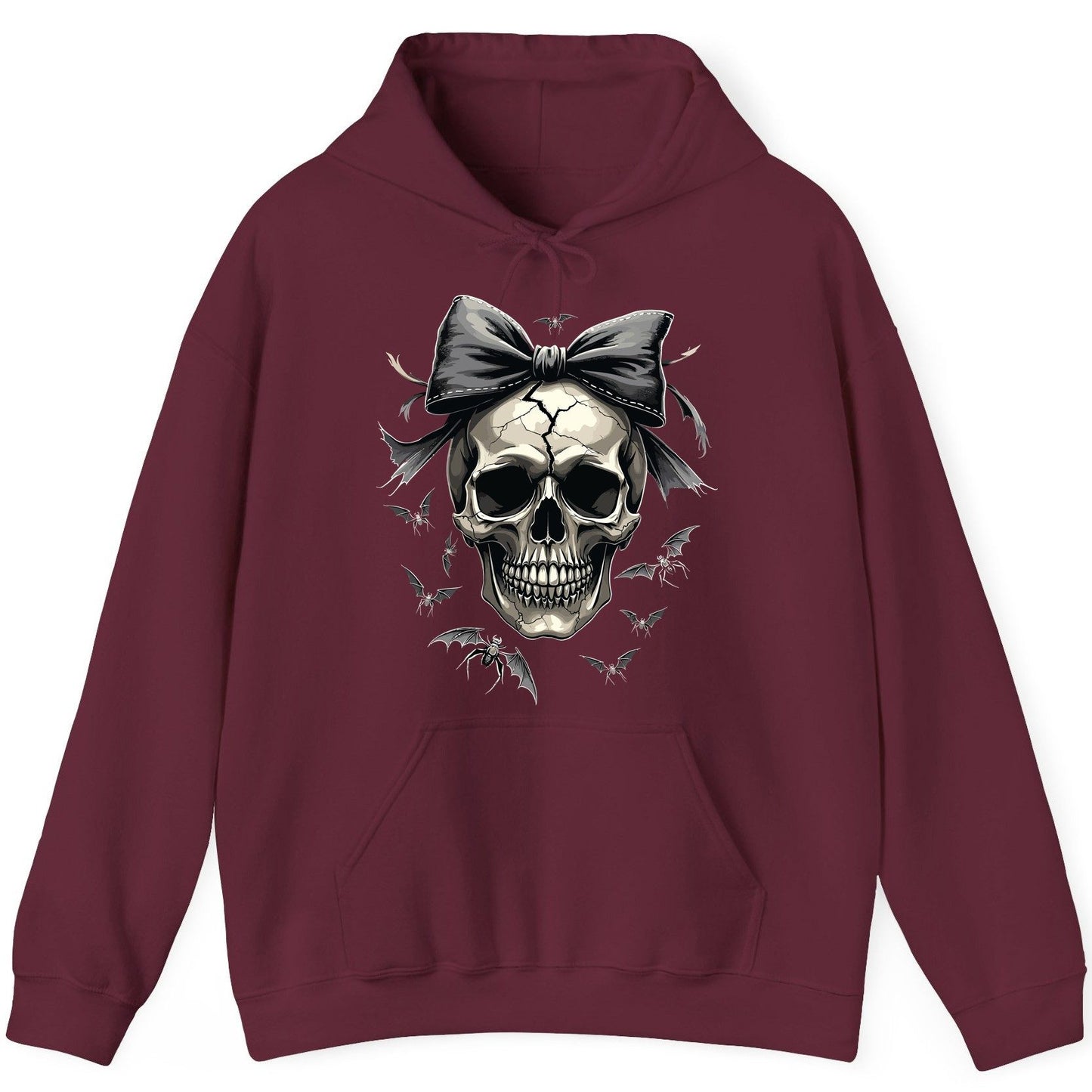 Gothic Skull with Bow gothic skull Hoodie Maroon product mockup