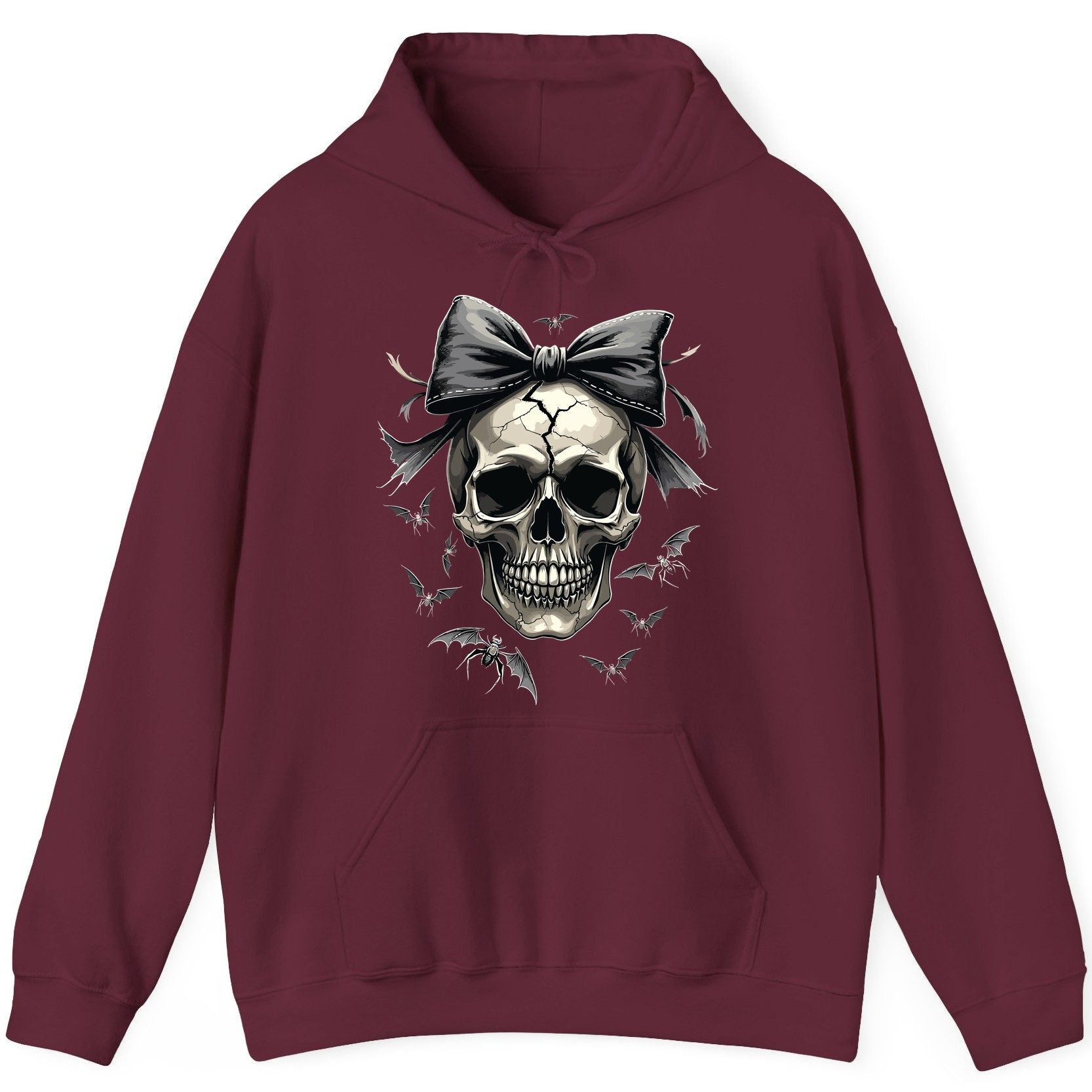 Gothic Skull with Bow gothic skull Hoodie Maroon product mockup