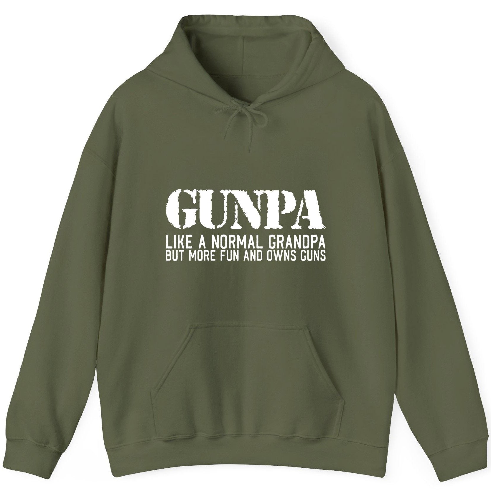 Gunpa Like a Normal Grandpa but More Fun and Owns Guns funny gun owner grandpa Hoodie Military Green product mockup