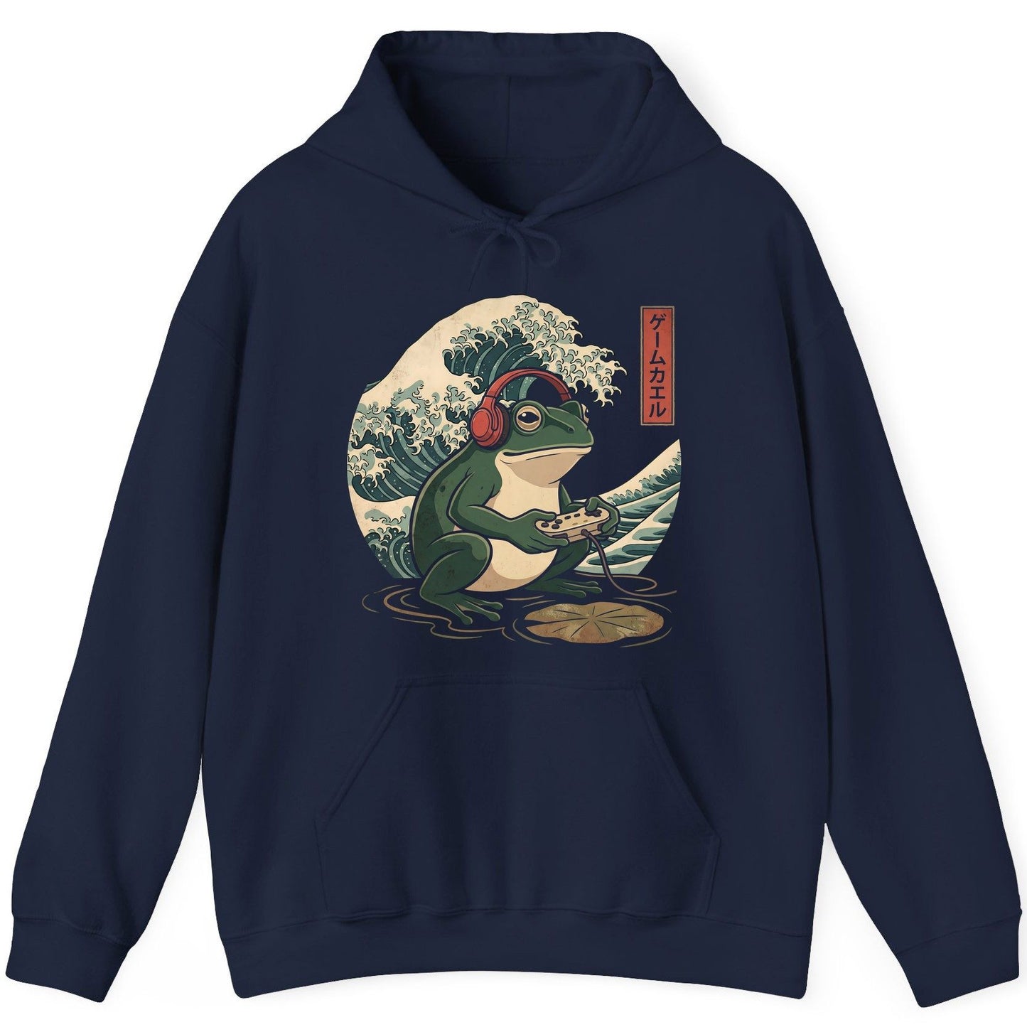 ゲームカエル gamer frog Hoodie Navy product mockup