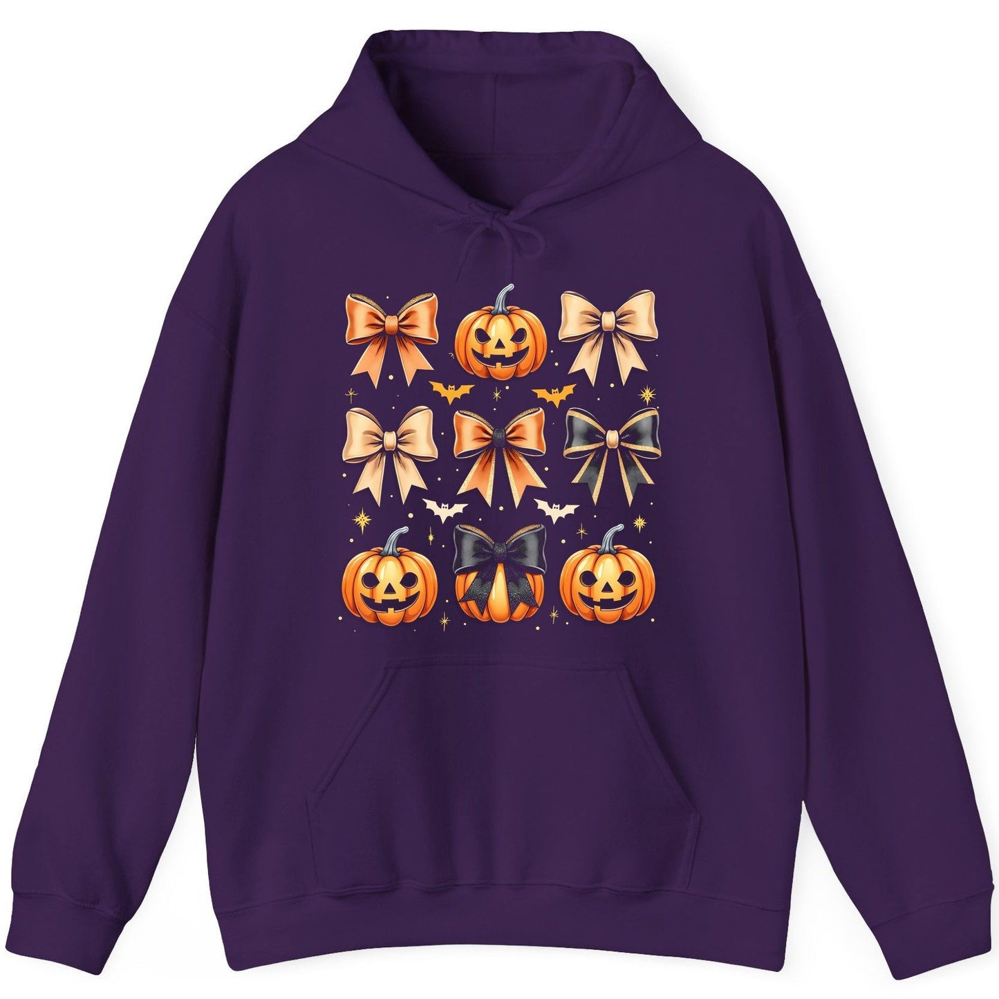 Cute Halloween Pumpkins and Bows Halloween Hoodie Purple product mockup