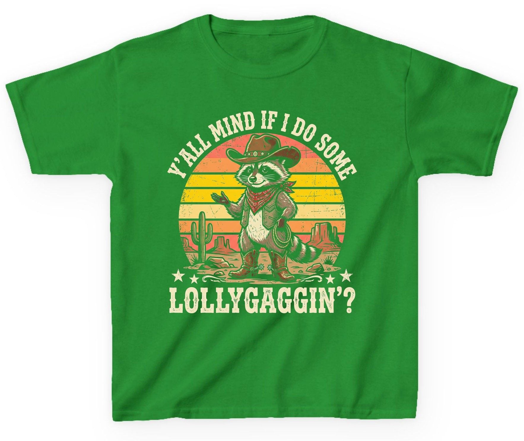 Y'ALL MIND IF I DO SOME Lollygaggin' Youth T-Shirt - product mockup - Irish Green