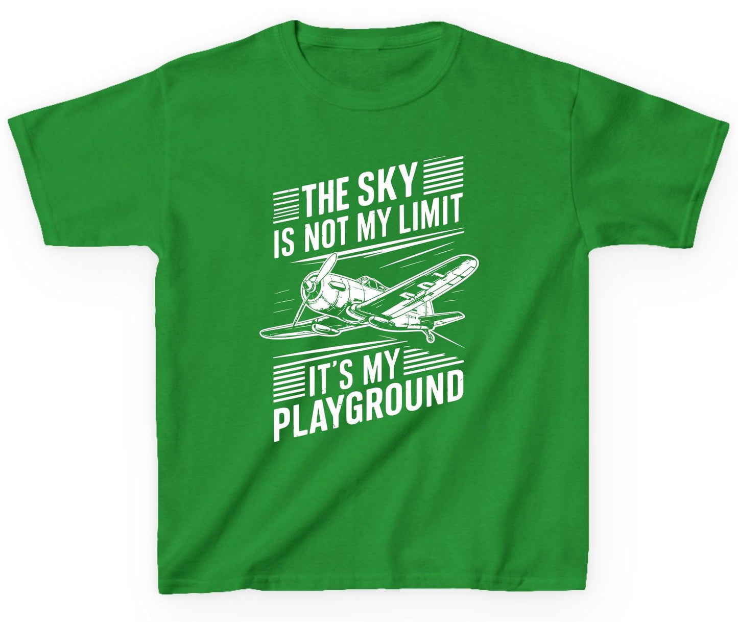 The Sky Is Not My Limit It's My Playground vintage airplane Youth T-Shirt Irish Green product mockup