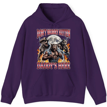Don't Worry Kitten Daddy's Here werewolves Hoodie Purple product mockup