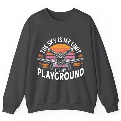 The Sky Is My Limit It's My Playground aviation Sweatshirt Dark Heather product mockup