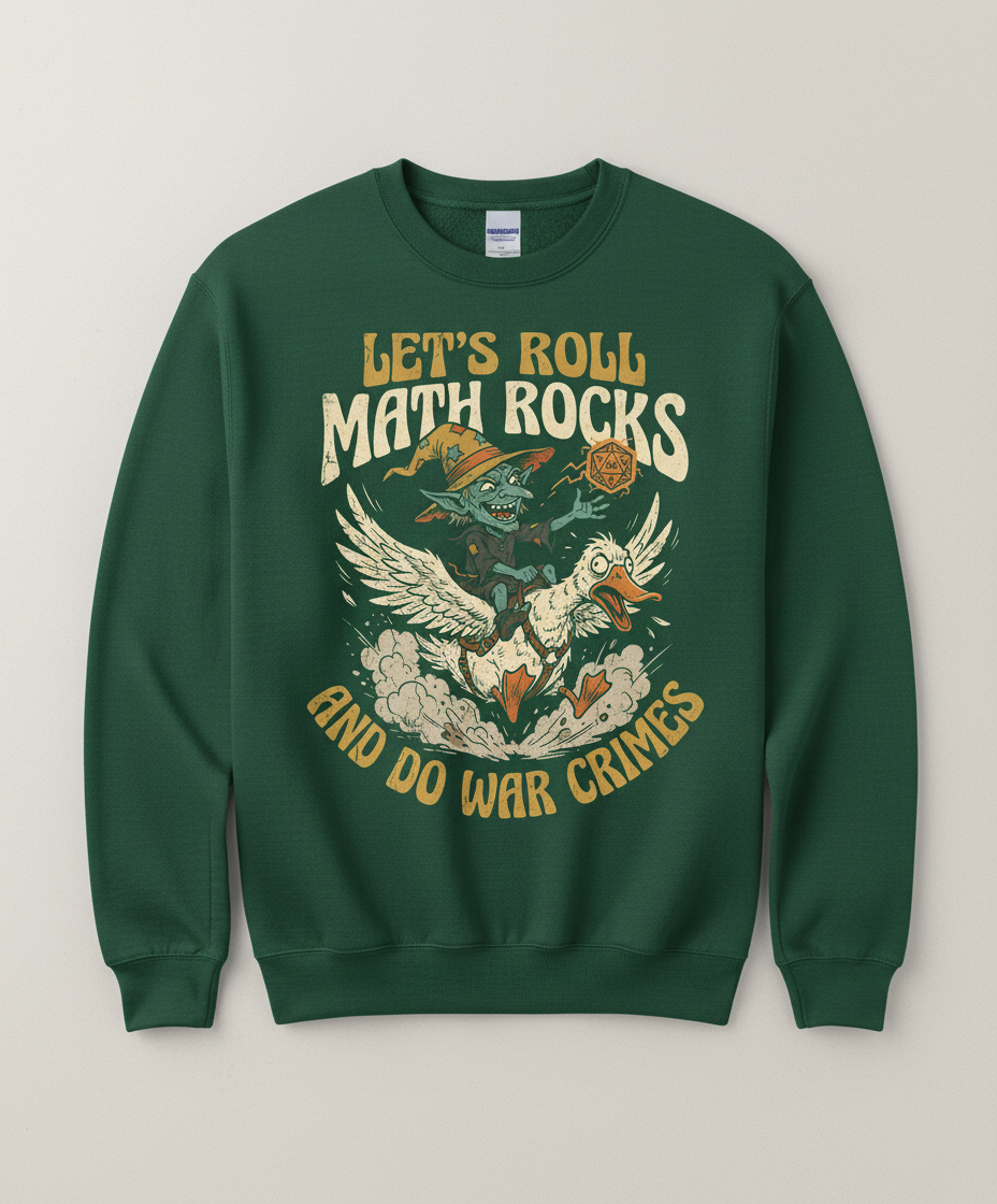 Let's Roll Math Rocks And Do War Crimes Goblin Dice Sweatshirt - Forest Green