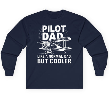 Pilot Dad, Like a Normal Dad, but Cooler pilot dad Long Sleeve Tee Navy product mockup