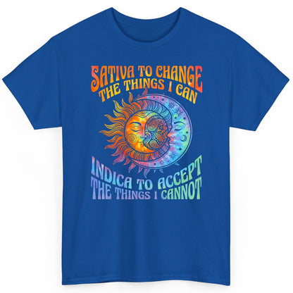 SATIVA TO CHANGE THE THINGS I CAN INDICA TO ACCEPT THE THINGS T-Shirt - product mockup - Royal