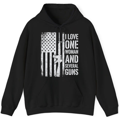 I LOVE ONE WOMAN AND Several GUNS Funny Pro-Gun Hoodie - product mockup - Black