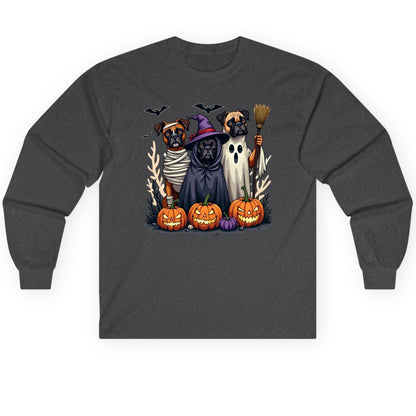 Halloween Dogs in Costume Halloween dogs Long Sleeve Tee Dark Heather product mockup