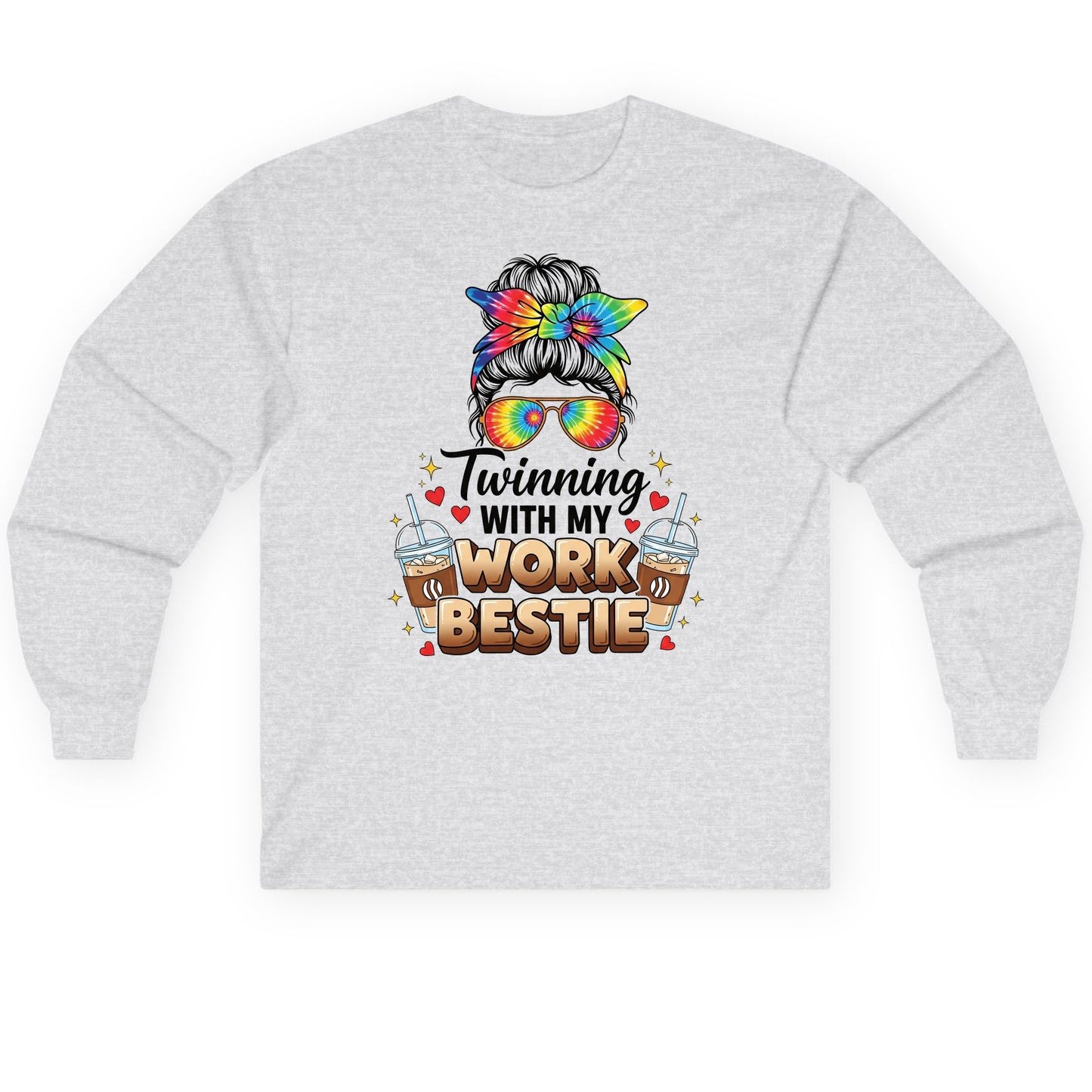 Twinning with My Work Bestie work bestie Long Sleeve Tee Ash product mockup