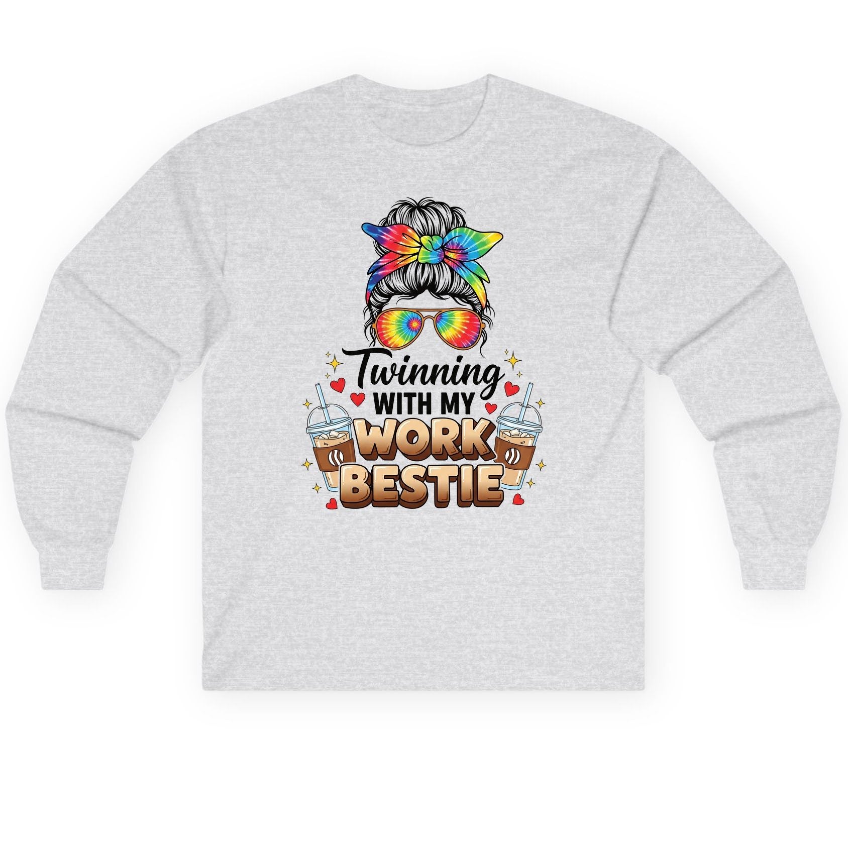 Twinning with My Work Bestie work bestie Long Sleeve Tee Ash product mockup