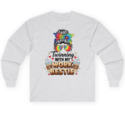Twinning with My Work Bestie work bestie Long Sleeve Tee Ash product mockup