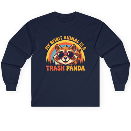 My Spirit Animal Is a Trash Panda raccoon Long Sleeve Tee Navy product mockup