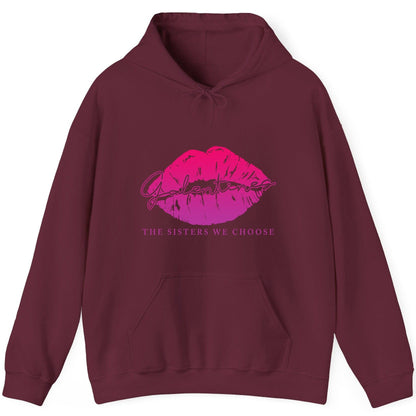 Galentines the Sisters We Choose galentine's day Hoodie Maroon product mockup