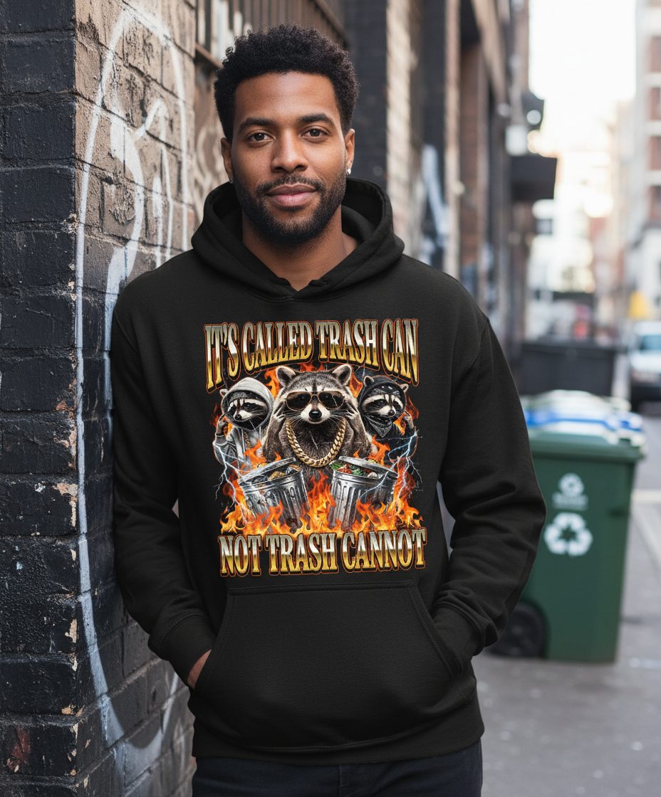 It's Called Trash Can Not Trash Cannot raccoon Hoodie Black lifestyle mockup