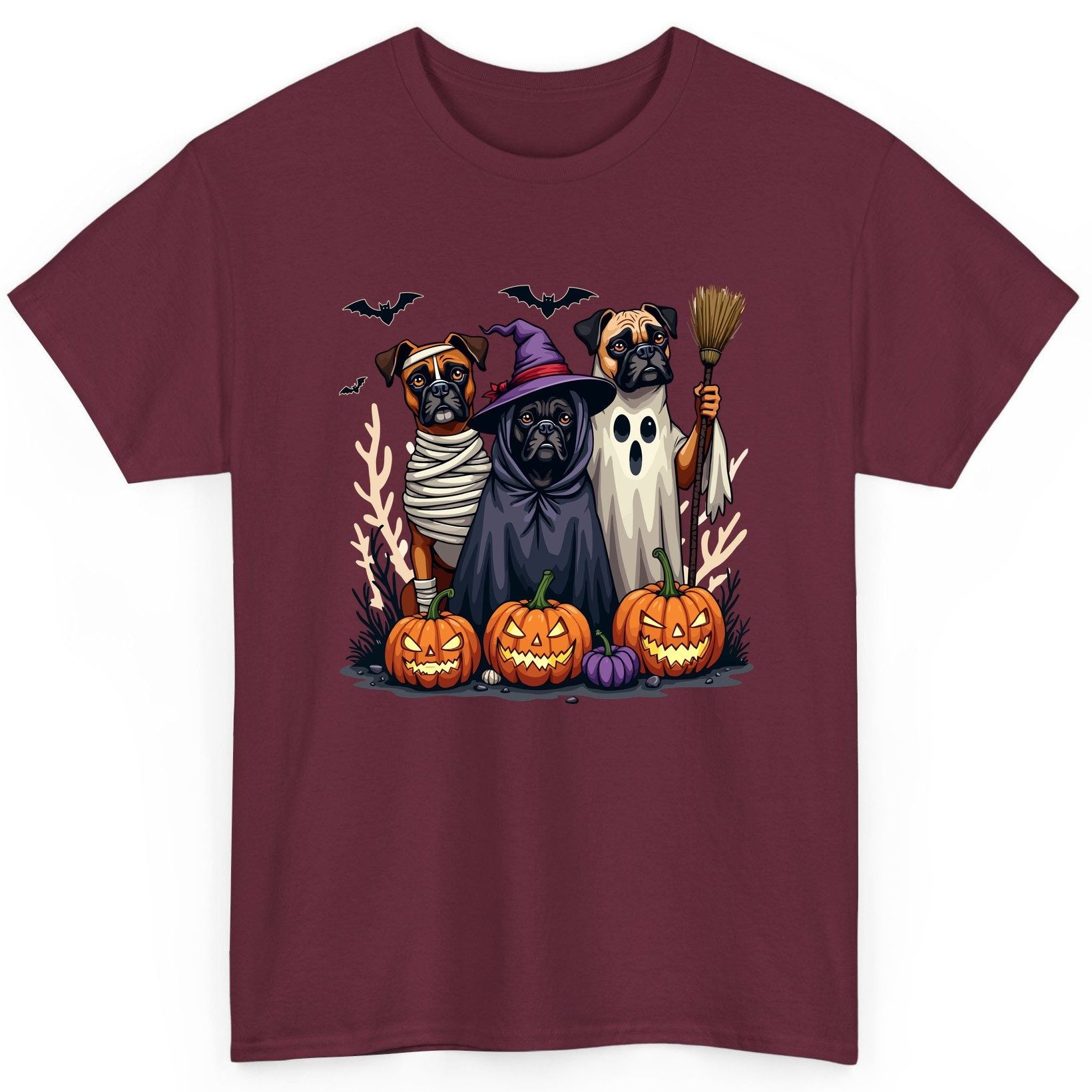 Halloween Dogs in Costume Halloween dogs T-Shirt Maroon product mockup