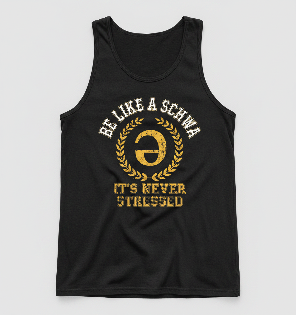 Be Like A Schwa Funny Linguistics Pun Design Tank Top - Black