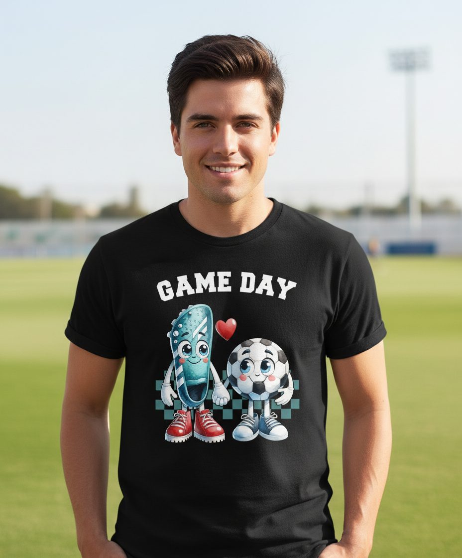 Game Day soccer T-Shirt Black lifestyle mockup