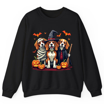 Halloween Beagles Costume beagles in Halloween costumes Sweatshirt Black product mockup