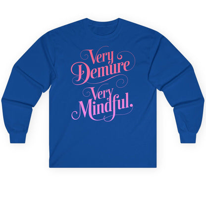 Very Demure Very Mindful mindfulness Long Sleeve Tee Royal product mockup