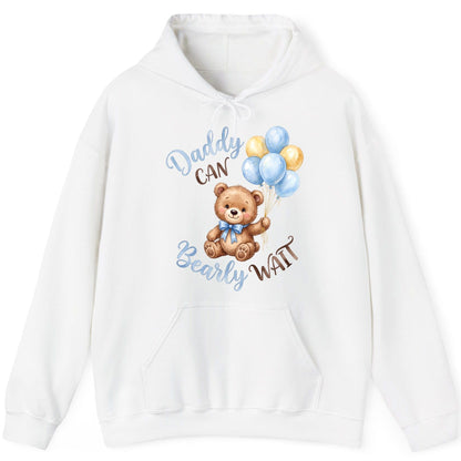 Daddy Can Bearly Wait Teddy Bear Hoodie - product mockup - White